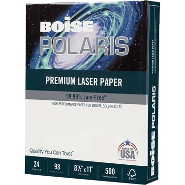 Boise POLARIS Premium Laser Paper 1 Ream White Letter Size 8 12 x 11 Ream Of 500 Sheets FSC Certified 24 Lb 98 Brigtness