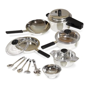 Casdon Pan Set  Toy Pan Set For Children Aged 3  ChromeEffect Pans And Utensils For Imaginative Play