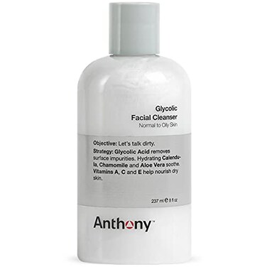 Anthony Glycolic Facial Cleanser for Men  Daily Cleansing Face Wash and Shave Prep  Hydrating Exfoliating and Gentle on Sensitive Skin  Nonfoaming 8 Fl Oz
