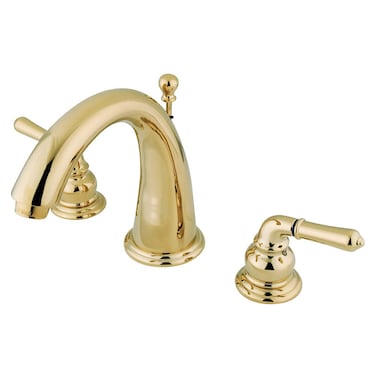 Kingston Brass KS2962 Naples Widespread Lavatory Faucet Polished Brass 8Inch Adjustable Center