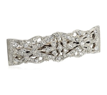 1928 Bridal Essentials Opulent Multi Crystal Clear Bar Barrette 1 Pcs