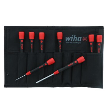Wiha 26193 Slotted and Phillips Screwdriver Set with Soft PicoFinish Handle 8Piece