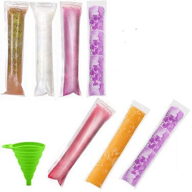 Popsicle Molds Bags 150 Pack DIY Disposable Ice Pop Bags with Silicone Funnel