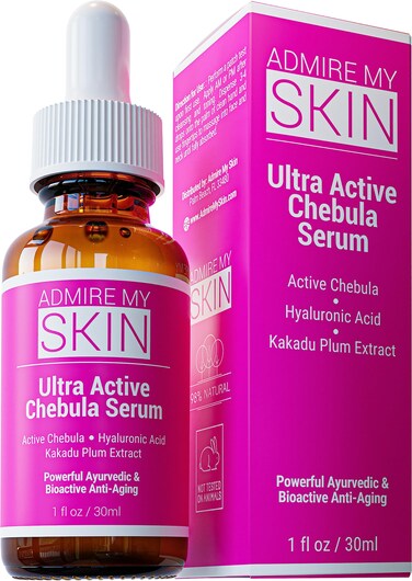 Admire My Skin Chebula Active Serum For Face  Potent Anti Aging Natural Skincare With Hyaluronic Acid  Kakadu Plum Helps Plump  Minimize Dull Aging Skin for Healthy Youthful Glow 1oz