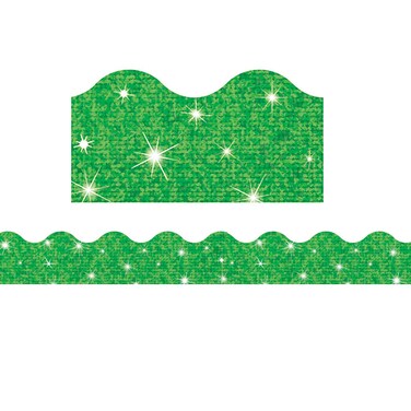 TREND ENTERPRISES INC Terrific Trimmers Sparkle Border 2 14 x 39 Panels Green 10 per Set
