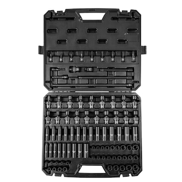 VEVOR 38 Drive Impact Socket Set SAE 1434 and Metric 619mm 90 Piece Socket Set 6 Point CrMo Alloy Steel for Auto Repair Includes Extension Bars Universal Joint Adapter Lock Storage Case