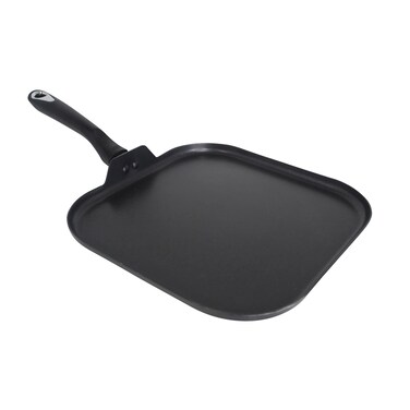 IMUSA 11in Bistro Aluminum Nonstick Square Griddle with Cool Touch Handle Black