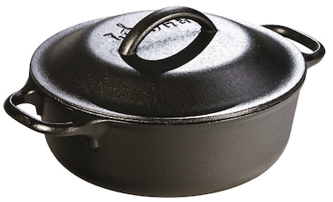 Lodge 2 Quart PreSeasoned Cast Iron Dutch Oven with Lid  Dual Handles  Use in the Oven on the Stove on the Grill or over the Campfire  Black