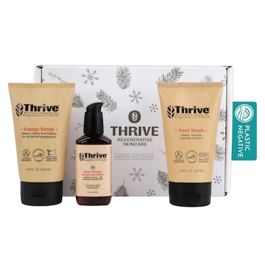 Thrive Natural Care Skin Care Set  Skincare Getaway Gift Set  Face Scrub SPF30 and Face Wash  Vegan  Cruelty Free