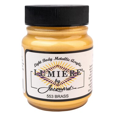 Jacquard Lumiere 225oz Fabric Paint Brass  Metallic Paint for Fabric Leather Canvas Paper and Wood  Lightbodied Metallic Acrylic Paint  Lightfast  Vibrant Metallic Acrylic Paints