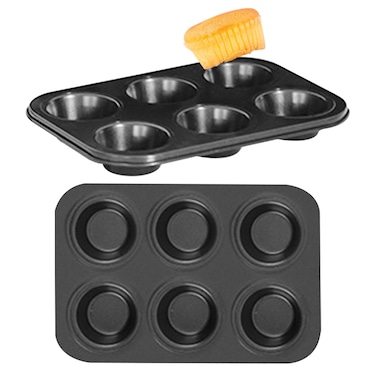 JIANWEI 2 Pack Muffin Pan Cupcake Tray Easy Clean Non Stick Pudding Cake Molds 6 Cups Baking Mold Cupcake Pans for Baking Cupcake MoldBlack