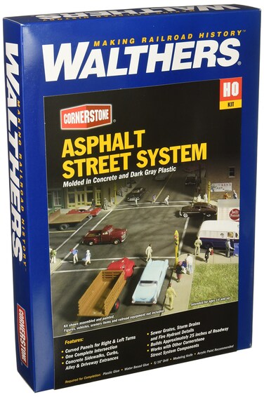Walthers Cornerstone Series Kit HO Scale Full Set Asphalt Street System