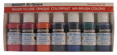 Badger AirBrush Company AirOpaque Water Based Acrylic Paint Secondary Set 1Ounce Each Set of 7