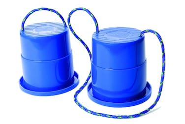 Just Jump It Set of 2 EZ Steppers  Active Indoor and Outdoor Activities for Kids  Can Stepper Toys  Blue