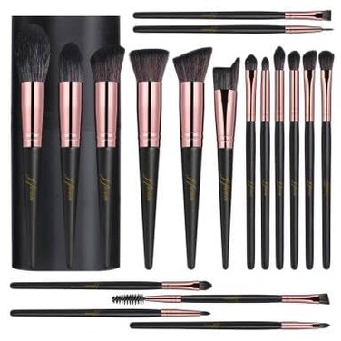 JFaciem Makeup brushes Set 18 Pcs Premium Synthetic Foundation Powder brush makeup brush kit contour brush Concealers Eye shadows Blush Makeup Brushes with black case