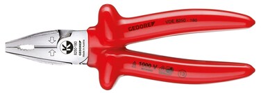 GEDORE VDE 8250180 VDE Heavy Duty Combination Pliers with VDE Dipped Insulation 180 mm