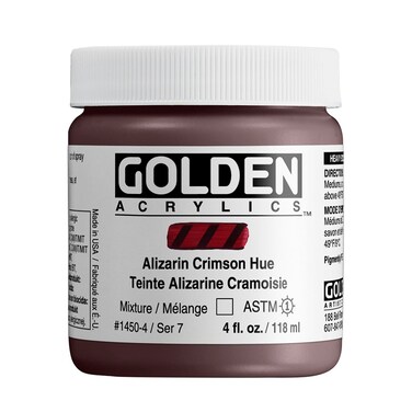 Heavy Body Acrylics by GOLDEN Alizarin Crimson Hue 4 fl oz Jar Professional Acrylic Paint Transparent
