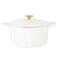 Crock Pot Artisan 6Quart Round European Enameled Dutch Oven Pot With Lid  Matte Linen White wGold Knob