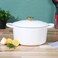 Crock Pot Artisan 6Quart Round European Enameled Dutch Oven Pot With Lid  Matte Linen White wGold Knob