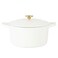 Crock Pot Artisan 6Quart Round European Enameled Dutch Oven Pot With Lid  Matte Linen White wGold Knob