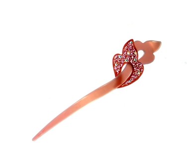 Caravan Handmade Hair Stick Layered Designed With 39 Clear And Color Rhinestones Plus Studs