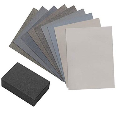 MicroMesh 9 Sanding Sheet Introductory Woodworkers Kit with a 2 inch by 3 inch Foam Sanding Block