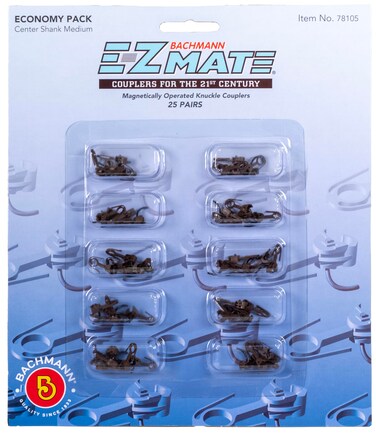 Bachmann Trains  EZ MATE COUPLERS  ECONOMY PACK 25 pair  CENTER SHANK  MEDIUM  HO Scale