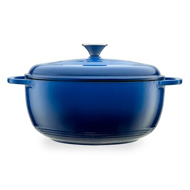 Mercer Culinary Enameled Cast Iron Round Dutch Oven 6 qt Navy Blue