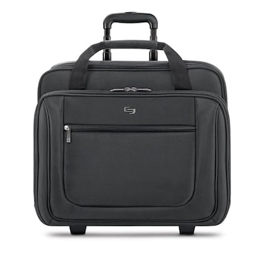Solo New York Bryant Rolling Laptop Bag with WheelsFits Up to 173Inch LaptopTravel Friendly Wheeled Briefcase for Women and Men with Telescoping Handle Black 14 x 168 x 5 PT1364