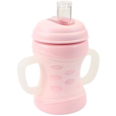 RePlay 8oz Transition Sippy Cups for Baby Toddler Trainer with Handle Medical Grade Silicone Soft Spout  Travel Lid Easy to Hold Hourglass Shape Made in USA from Recycled Milk Jugs  Ice Pink