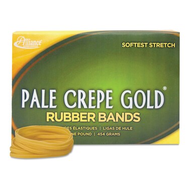 AllianceR Pale Crepe Gold Rubber Bands In 1 Lb Box 32 3in x 18in Box Of 1100