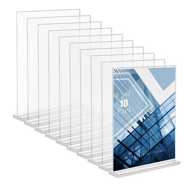 10 Pack Acrylic Sign Holder 85 x 11 inches Clear Table Menu Display Stand Desktop Display Stand Paper Holder Table Top Sign Holder Suitable for Restaurants Office Home Store style2
