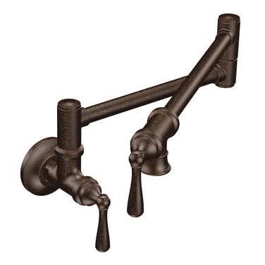 Moen Traditional Oil Rubbed Bronze Wall Mount Swing Arm Folding Pot Filler Kitchen Faucet S664ORB