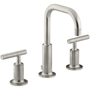 KOHLER Purist K144064BN Widespread Bathroom Sink Faucet with Metal Drain Assembly in Brushed Nickel
