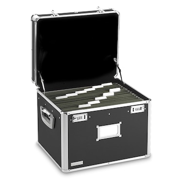 Vaultz Portable File Box  175 x 14 x 125 Inch LegalLetter Size Storage Box with DualCombination Locking for Document Filing and OrganizationBlack