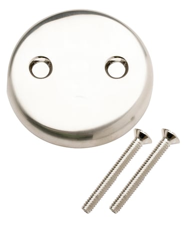 Plumb Pak PP82611BN 2Hole Blank Overflow Face Plate with Screw for Use with Bath Drain Brushed Nickel