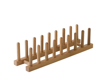 Lipper International 887 Bamboo Wood Plate Rack and Pot Lid Holder 1538 x 438 x 4