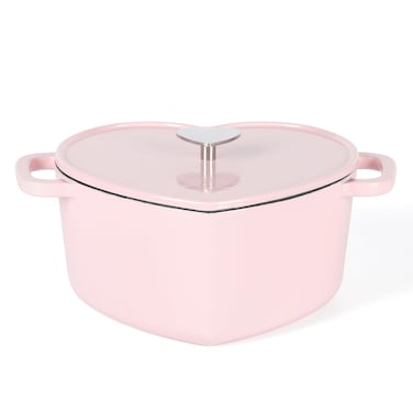 Martha Stewart Heart Shaped 4Quart Enamel Cast Iron Dutch Oven  Pink