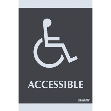 HeadLine Sign Century Series 6 x 9 Inch Accessible Sign Black and Silver 4764