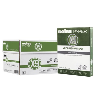 Boise X9 MultiUse Print  Copy Paper Letter Size 8 12 x 11 92 US Brightness 20 Lb White 500 Sheets Per Ream Case Of 10 Reams