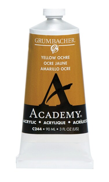 Grumbacher Academy Acrylic Paint Gloss 90ml3 oz Metal Tube Yellow Ochre Light Hue