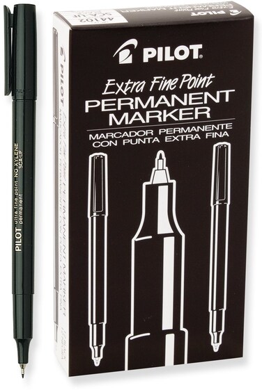 PILOT Extra Fine Point Permanent Markers Black Ink 12Pack 44102