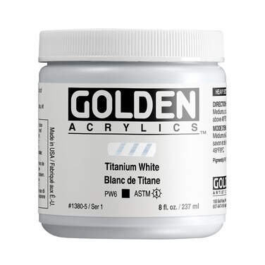 Heavy Body Acrylics by GOLDEN Titanium White 8 fl oz Jar Professional Acrylic Paint Opaque