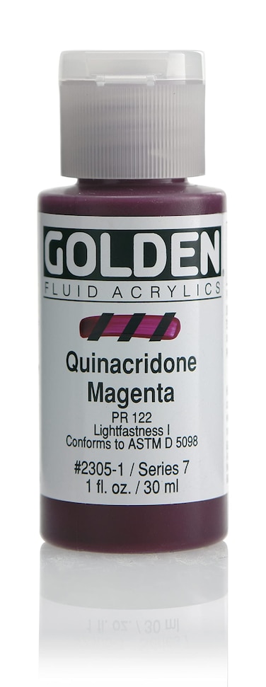 Golden Fluid Acrylics  Quinacridone Magenta  1 oz Bottle