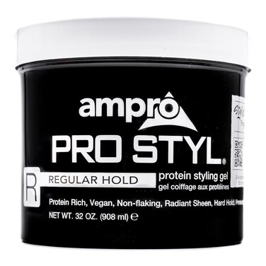 AmPro Pro Styl Styling Gel  Protects and Strengthens Your Strands  NonFlaking Alcohol Free Vegan Formula  Flexible Touchable Hold for All Hair Textures  Regular  32 oz