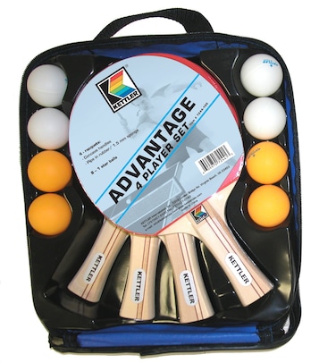 Kettler Advantage Indoor Table Tennis Bundle 4 Player Set 4 RacketsPaddles and 8 Balls