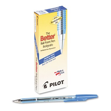 Pilot The Better Ball Point Pen Refillable Ballpoint Stick Pens Medium Point Blue Ink 12Pack 36711