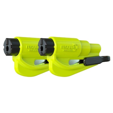 Resqme Pack of 2 The Original Emergency Keychain Car Escape Tool 2in1 Seatbelt Cutter and Window Breaker Made in USA Yellow