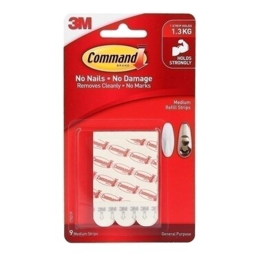 Command Medium Refill Adhesive Strips Damage Free Hanging Wall Adhesive Strips for Medium Indoor Wall Hooks No Tools Removable Adhesive Strips for Living Spaces 9 White Command Strips