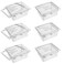 6 Pack 12 Size 6 Deep Clear Food Pans with Lids Commercial Food Pans Polycarbonate Transparent Food Storage Containers Stackable Plastic Pan with Capacity Scale Restaurant Supplies Hotel Pan